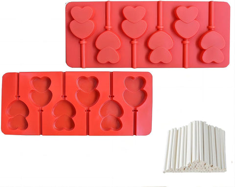 Smello's Double Heart Lollipop Chocolate Silicone Moulds (CHM 138)