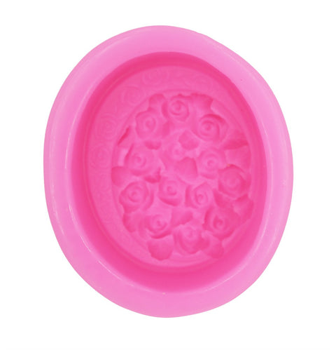 Smello's Oval Rose Embossed Floral Silicone Soap Moulds (SC 106)