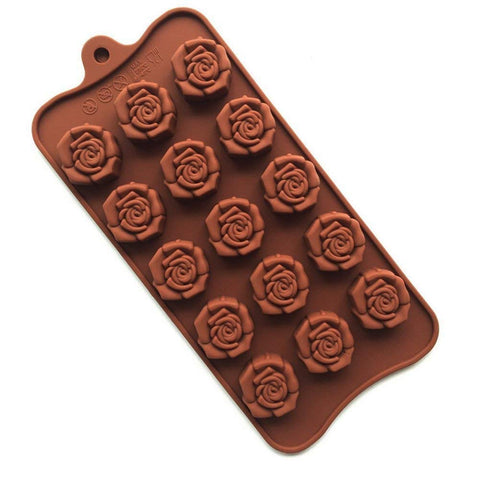 Smello's 15 Cavity Rose Shaped Chocolate Silicone Moulds (CHM 134)