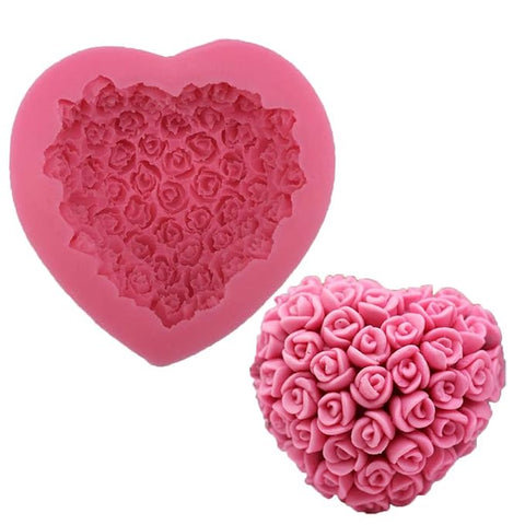 Smello's 3D Rose Heart Candle Silicone Mould (SCM 164)