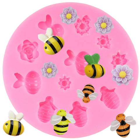 Smello's 11 Cavity Honeybee and Flowers Silicone Fondant Mould (FB 121)