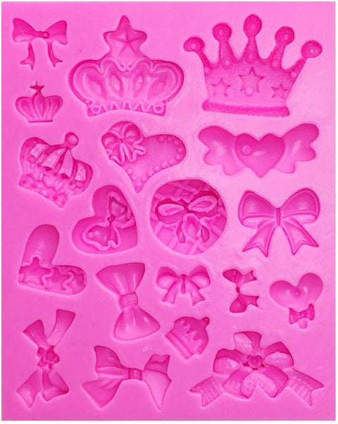 Smello's 19 Cavity Queen Bows Princess Silicone Fondant Mould (FB 105)