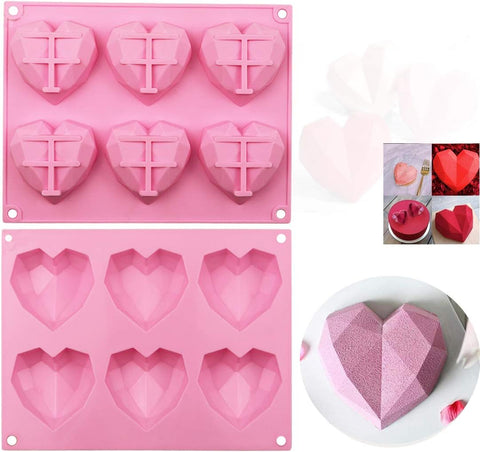 Smello's 6 Cavity Diamond Heart Silicon Moulds (BS 118)