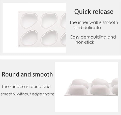 Smello's 6 Cavity Pebble Shape Silicon Moulds (BS 117)