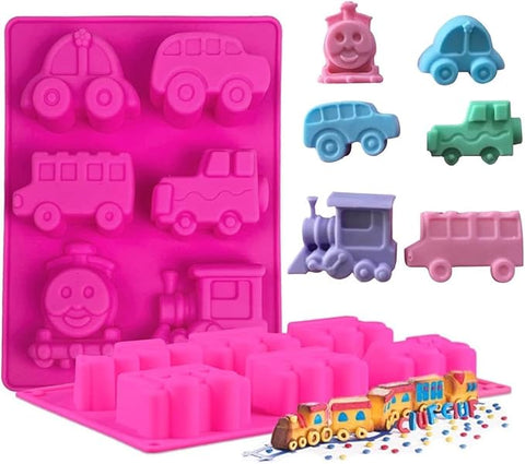 Smello's 6 Cavity Car, Bus and Train Kids Special Silicone Mould (KS 105)