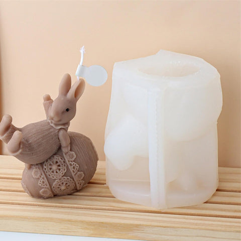 Smello`s  Easter-Themed Lying Rabbit Egg Candle Silicone Mould (SCM 237)