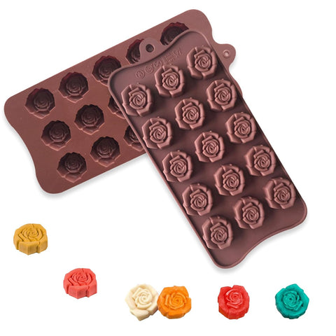 Smello's 15 Cavity Rose Shaped Chocolate Silicone Moulds (CHM 134)