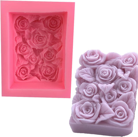 Smello's Rectangle Rose Silicone Soap Moulds (SC 114)