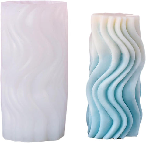 Smello's Wave flow Cylindrical Pillar Candle Silicone Mould (SCM 156)