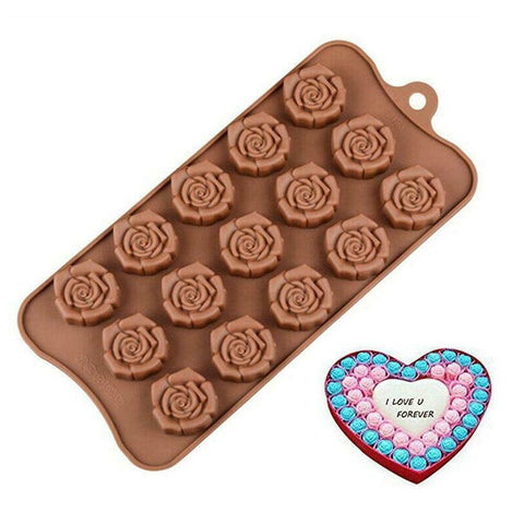 Smello's 15 Cavity Rose Shaped Chocolate Silicone Moulds (CHM 134)