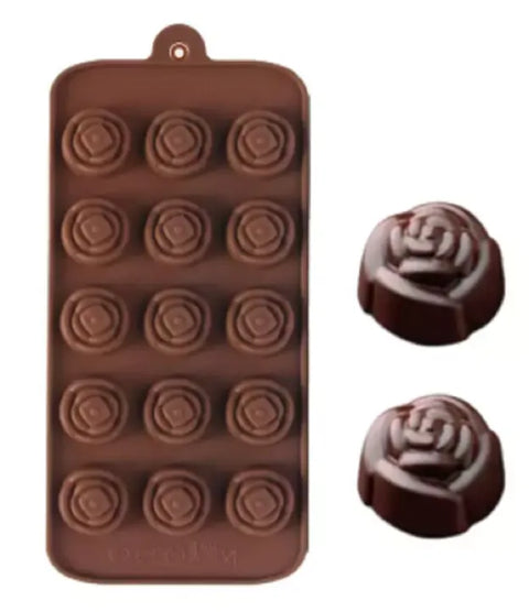 Smello's 15 Rose Flower Design Chocolate Silicone Moulds (CHM 114)