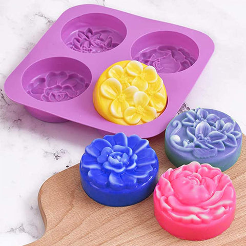 Smello's 4 Cavity Flower Silicone 3D Multi Cavity Mould (MC 113)