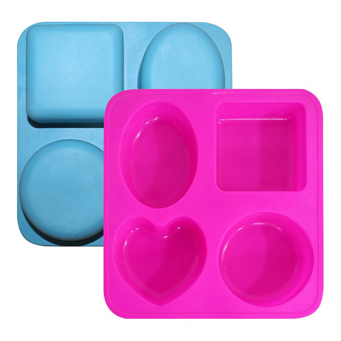 Smello's 4 Cavity Oval Circle Square and Heart Silicon Moulds (BS 108)