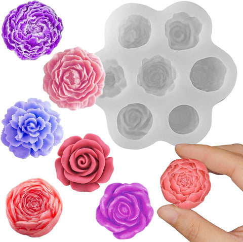 Smello's 7 Cavity 3D Rose Flower Silicone Fondant Mould (FB 139)