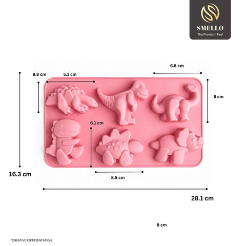 Smello's 6 Cavity Mini Dinousaur Kids Special Silicone Mould (KS 121)