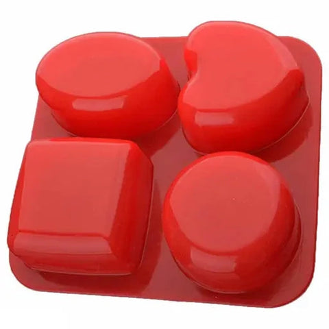 Smello's 4 Cavity Oval Circle Square and Heart Silicon Moulds (BS 108)