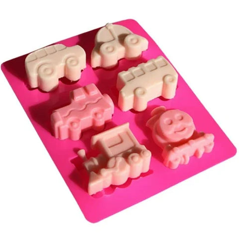 Smello's 6 Cavity Car, Bus and Train Kids Special Silicone Mould (KS 105)