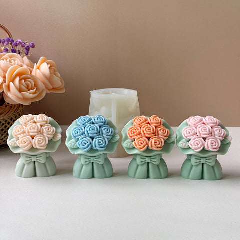 Smello Rose Candle Bouquets with ribbon Silicone mould for Candles, Soap & Resin (SCM 253)