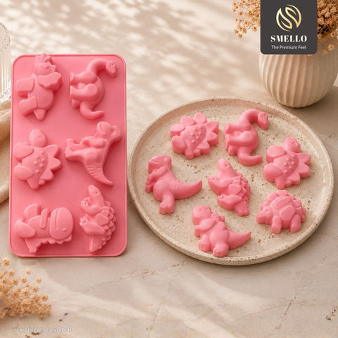 Smello's 6 Cavity Mini Dinousaur Kids Special Silicone Mould (KS 121)