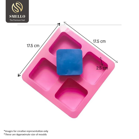 Smello's 4 Cavity Square Silicon Moulds (BS 104)