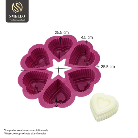 Smello's 6 Cavity Heart Silicon Moulds (BS 115)