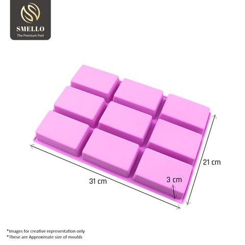 Smello's 9 Cavity Rectangle Shape Silicon Moulds (BS 124)