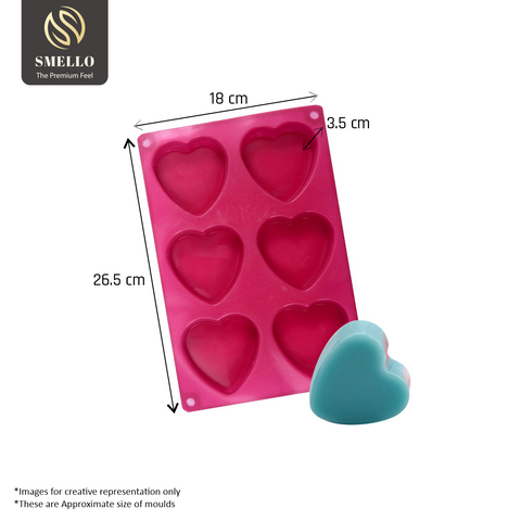 Smello's 6 Cavity Heart Shape Silicon Moulds (BS 125)