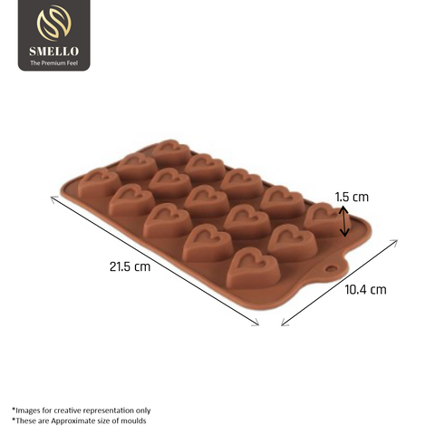 Smello's 15 Cavity Heart Chocolate Silicone Moulds (CHM 103)