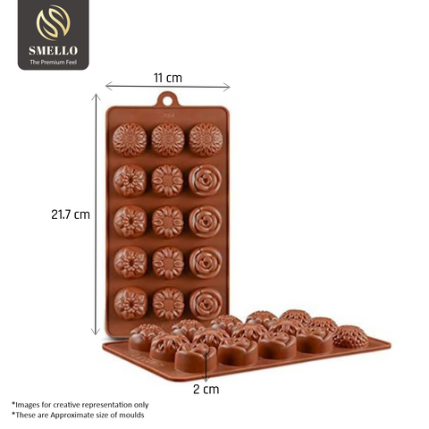 Smello's 15 Cavity Big Flower Chocolate Silicone Moulds (CHM 111)