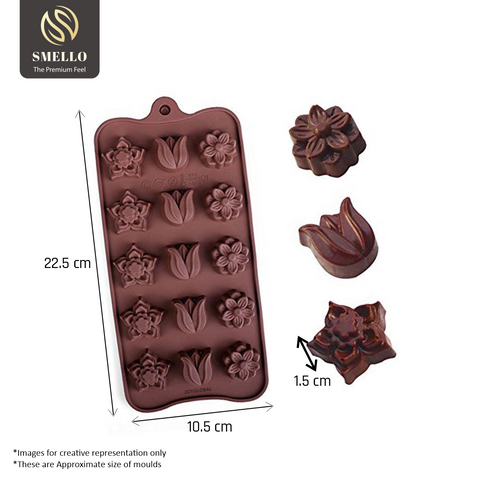 Smello's 15 Cavity Flower Design Chocolate Silicone Moulds (CHM 112)