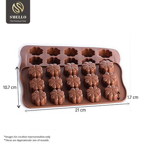 Smello's 15 Cavity Star Flower Design Chocolate Silicone Moulds (CHM 113)