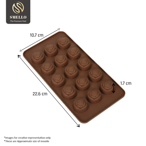 Smello's 15 Rose Flower Design Chocolate Silicone Moulds (CHM 114)