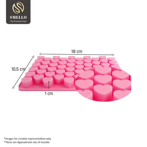 Smello's 60 Cavity Small Heart Chocolate Silicone Moulds (CHM 118)