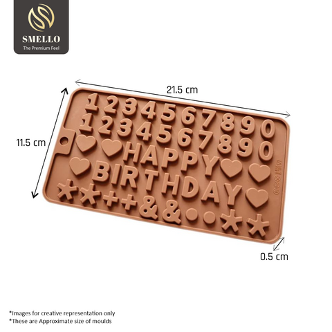 Smello's Numbers & Happy Birthday Chocolate Silicone Moulds (CHM 128)