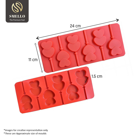 Smello's Double Heart Lollipop Chocolate Silicone Moulds (CHM 138)