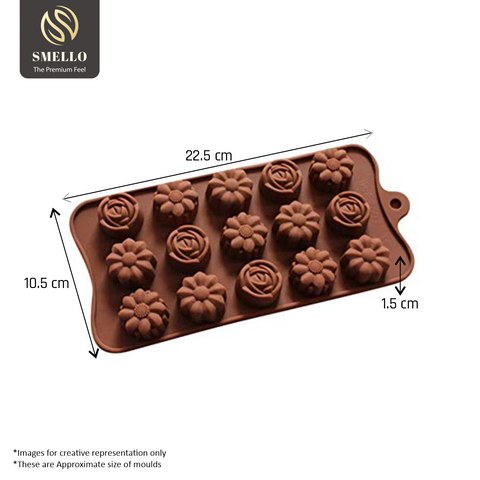 Smello's 15 Cavity Different Flowers Chocolate Silicone Moulds (CHM 142)