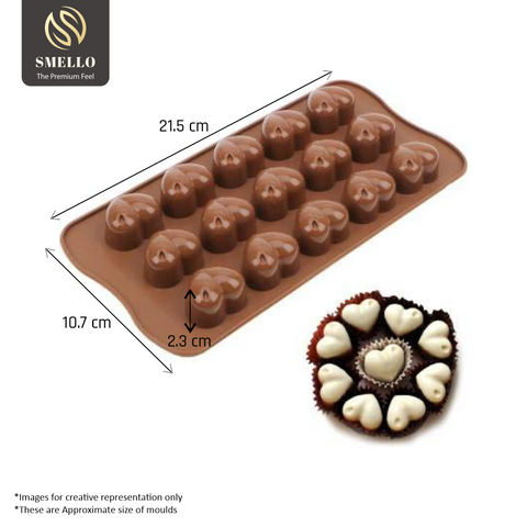 Smello's 15 Cavity Heart Shape Chocolate Silicone Moulds (CHM 144)