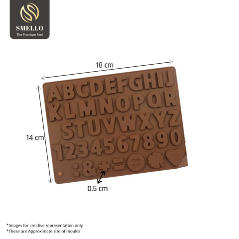 Smello's Alphabet, Numbers & Characters Chocolate Silicone Moulds (CHM 146)