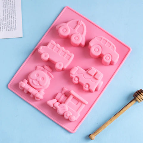 Smello's 6 Cavity Car, Bus and Train Kids Special Silicone Mould (KS 105)