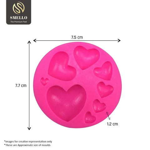 Smello's 3D Heart in Different Sizes Silicone Fondant Mould (FB 102)