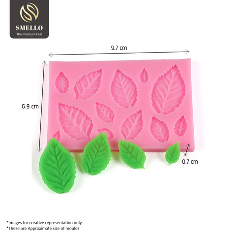 Smello's 12 Cavity Veined Leaves Silicone Fondant Mould (FB 113)