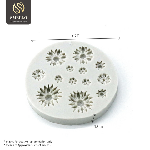 Smello's 13 Cavity Daisy Flower Silicone Fondant Mould (FB 114)