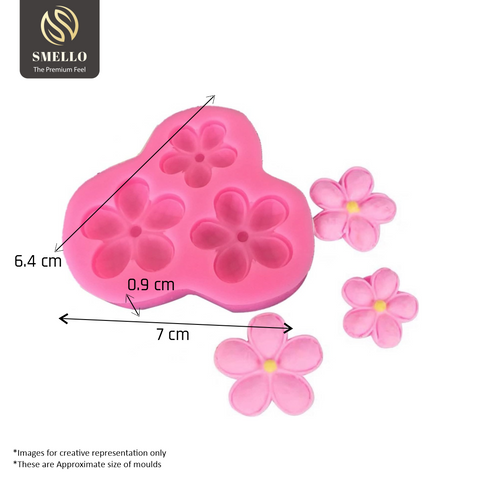 Smello's 3 Cavity Cute Flowers Silicone Fondant Mould (FB 118)