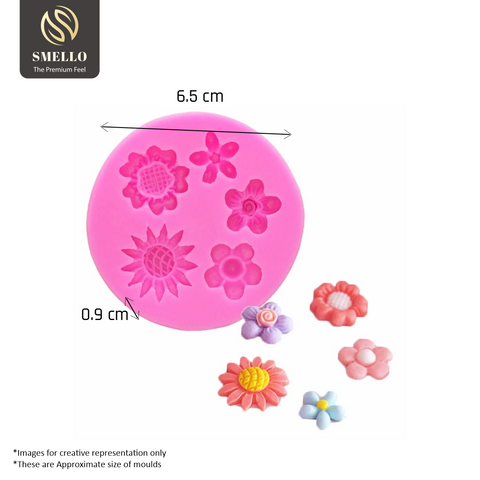 Smello's 5 Cavity Mix Flowers Silicone Fondant Mould (FB 119)