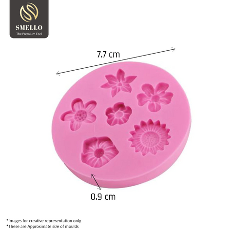 Smello's 6 Cavity Mix Flowers Silicone Fondant Mould (FB 120)