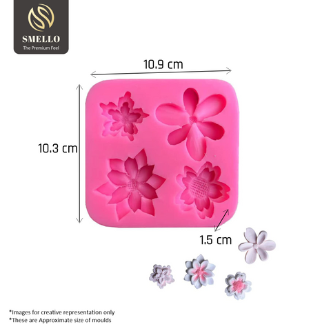 Smello's 4 Cavity Petal Perfection Silicone Fondant Mould (FB 127)