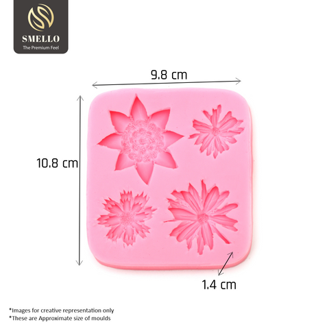 Smello's 4 Cavity Blooming Beauties Silicone Fondant Mould (FB 128)