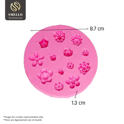 Smello's 12 Cavity Radiant Rose Fondant Silicone Fondant Mould (FB 130)