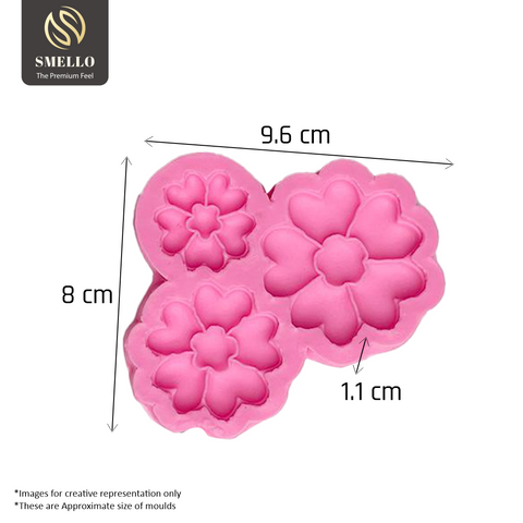 Smello's 3 Cavity Heart Petal Flower Silicone Fondant Mould (FB 136)