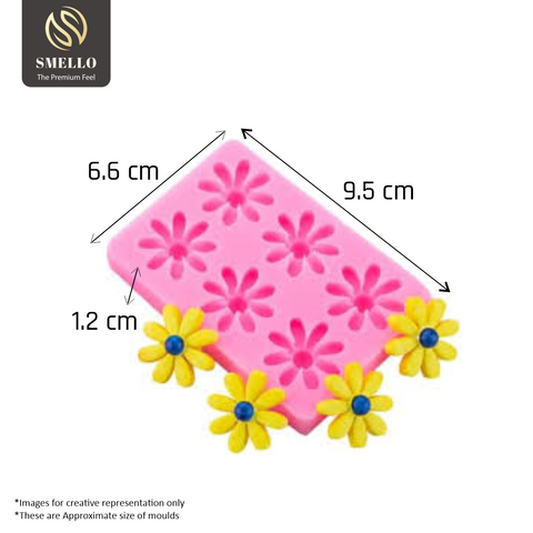 Smello's 6 Cavity Daisy Flower Silicone Fondant Mould (FB 138)